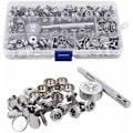 Miniatyrbilde 3 av 5: Trykknapper, 150 stk Rustfritt stål Skruetrykknapper 15 mm metall Trykknappsett med 2 festeverktøy -AD11-