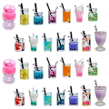 Miniatyrbilde 4 av 5: 52 stk. Boba Tea Charms Melk Te Frukt Bubble Tea Charm Resin Bjørn Dyr 3D Imitasjon Flaske Charms for Smykkelaging-AD4-