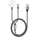 Miniatyrbilde 1 av 5: Lader for Apple Watch iWatch Series 7/6/SE/5/4/3/2/1 (2 i 1)