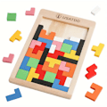 Miniatyrbild 1 av 4: Träpusselblock Hjärnteasers Leksak Tangram Färgglada Pusselspel Förskola Pedagogisk Present För Bebis Småbarn Barn 3 4 5 6 7 År Gamla Pojkar Flickor