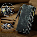 Miniatyrbild 4 av 5: Korthållare med blixtlås för Samsung Galaxy Z Fold 4, PU-läderfodral med korthållare & handledsrem