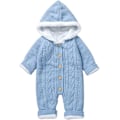 Miniatyrbild 1 av 5: Nyfödd Stickad Bodysuit med Huva Kofta Varm Snödräkt Onesie Bodysuit Baby Vinterjacka 0-18 Månader Baby Pojkar Baby Flickor