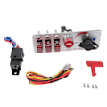 Miniatyrbild 1 av 5: 5-i-1 12V LED-omkopplare Tändningsbrytarpanel med Motorstartknapp för Racingbil RV Lastbil Röd