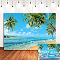 Pikkukuva 1 / 5: Kesäsaaren maisemakuvaustaustakankaat Rantameri Palm Hawaiian Teemallinen Syntymäpäiväjuhlat Banner Koristeet Valokuva Tausta Vinyl 7x5ft Photo Booths St