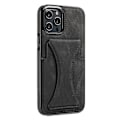 Miniatyrbillede 1 af 4: iPhone 13 MINI, Wallet Case - Slank Syntetisk Læder Kortætui med Canvas Twill Stil Finish & 2 Kreditkortlommer [Sort]