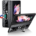 Miniatyrbillede 1 af 4: Kompatibel med Samsung Galaxy Z Fold 3 Etui med Indbygget Metalplade på Bagsiden Stativ Ring [Understøtter Magnetisk Bilstativ] [Kickstand Funktion] Magnet Læder