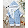 Miniatyrbild 2 av 5: Nyfödd Stickad Bodysuit med Huva Kofta Varm Snödräkt Onesie Bodysuit Baby Vinterjacka 0-18 Månader Baby Pojkar Baby Flickor