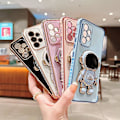 Miniatyrbilde 2 av 5: Plating Astronaut Stativ Etui For Samsung Galaxy S24 Ultra, Myk TPU Anti-fall Beskyttende Deksel Med 3D Astronaut Skjult Stativ