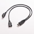 Miniatyrbilde 2 av 5: USB 2.0 Type A Hann til 2 Doble USB Hunn-kontakter Y-Splitter Hub Strøm Type C Svart 1 stk