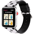 Pikkukuva 2 / 4: Naisten ja tyttöjen söpö pikkupilkkukuvioinen nahkainen ranneke Apple Watch -kelloille Series 6/se/5/4 44 mm ja Series 3/2/1 42 mm - Valkoinen mustalla, 42/44 mm