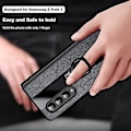 Miniatyrbillede 3 af 4: Kompatibel med Samsung Galaxy Z Fold 3 Etui med Indbygget Metalplade på Bagsiden Stativ Ring [Understøtter Magnetisk Bilstativ] [Kickstand Funktion] Magnet Læder