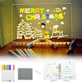 Miniatyrbilde 5 av 5: Lysende Akrylmarkør, Akryl Tørk Tavle med Stativ, LED Transparent Skrivebord Sticky Note Memo 7 Pens