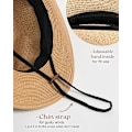 Miniatyrbilde 4 av 5: Justerbar Sommer Panama Fedora Hatt for Menn og Kvinner Bredbremmet Solhatt UPF 80+ Sammenleggbar Pakkbar Stråhatt Strandhatt