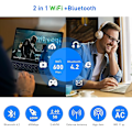 Miniatyrbilde 2 av 4: USB Wifi Bluetooth-adapter, 600 Mbps Dobbeltbånd 2.4/5 GHz 2 i 1 Wifi Bluetooth 4.2 Adapter Trådløst nettverk Ekstern mottaker