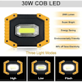 Miniatyrbillede 2 af 4: Genopladelig LED Projektør 30W 2000LM Byggeplads Projektør Arbejdslampe 3 Tilstande Bærbar Lanterne USB LED Projektør til Camping, Konstruktion
