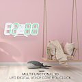 Miniatyrbild 2 av 5: Digital 3D LED Stor Vägg- och Skrivbordsväckarklocka Snooze 12/24 Timmar Automatisk Ljusstyrka USB