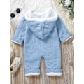 Miniatyrbild 3 av 5: Nyfödd Stickad Bodysuit med Huva Kofta Varm Snödräkt Onesie Bodysuit Baby Vinterjacka 0-18 Månader Baby Pojkar Baby Flickor