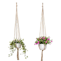 Miniatyrbild 2 av 5: Växthängare, 6 stycken Hängande Planter Blomkruka Växtställ Korg Jute Rephållare för inomhus utomhus 90cm