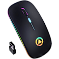 Miniatyrbillede 1 af 5: SHUJIK Trådløs Mus 2.4G USB Trådløs Mus, RGB Baggrundsbelysning Bærbar Computer Optisk Trådløs Mus, Sort