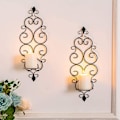 Miniatyrbild 4 av 5: Set med 2 Tealight-hållare Väggmonterade Metall Ljusstakar, Ljusstake för Vägg Sovrum Badrum Vardagsrum Dekoration, Svart