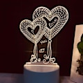 Miniatyrbilde 1 av 4: JUSTUP 3D LED nattlys akryl dobbelt hjertelampe fjernkontroll 3D illusjonslampe Valentinsdag hjemmedekorasjonslys - Stil U