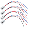 Miniatyrbillede 3 af 5: For 4 Sæt Indikator LED Lys Vandafvisende Fælles Anode Industrielle Kontrolkomponenter 12mm 110-220V Rød og Blå