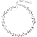 Miniatyrbillede 1 af 5: Sølvarmbånd til kvinder, 925 sterlingsølv hjertearmbånd venskab krystalarmbånd zirconia justerbart kvindearmbånd, mors dags gave