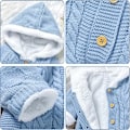 Miniatyrbild 4 av 5: Nyfödd Stickad Bodysuit med Huva Kofta Varm Snödräkt Onesie Bodysuit Baby Vinterjacka 0-18 Månader Baby Pojkar Baby Flickor