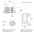 Miniatyrbillede 5 af 5: 2 Sæt Opgraderet 3D Printer MK8 DriveGears Ekstruderingshjul Drive Gear Ekstruder Dobbelt Gear til Prusa i3