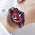 Pikkukuva 4 / 4: Hämähäkkimies lasten ja tyttöjen kello - Lasten kello - Sarjakuvakello - Syntymäpäivälahja Musta Avaruus Punainen Hihna Black Space Red Strap