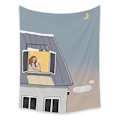 Miniatyrbillede 1 af 2: Wekity Girl Couple Lille Frisk Vægtæppe Æstetisk Kunst Hjem Baggrundstof Dekoration Gave Pool Vægtæppe Stue Soveværelse Dekoration (LY030, 29 X