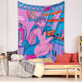 Miniatyrbillede 3 af 4: Wekity Anime Tapestry Æstetisk Kunst Hjem Baggrundstof Dekoration Gave Boho Tapestry til Stue Soveværelse Dekoration (614-14, 71 X 91 tommer)