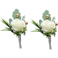 Miniatyrbilde 1 av 5: 2 stk. Bryllupsknapphullsblomst Kunstige Bryllupsblomsttilbehør
