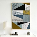 Miniatyrbillede 4 af 5: Wekity Blade og Geometri Væghængt Canvas Print Poster, Enkel Abstrakt Kunsttegning Dekoration til Hjemmet Stue Soveværelse Kontor og Børneværelse (Se