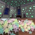 Miniatyrbilde 2 av 4: 100 stk Stjerner Gløder I Mørket Lysende Fluorescerende Plast Veggklistremerker Full Farge 3cm