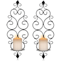 Miniatyrbild 1 av 5: Set med 2 Tealight-hållare Väggmonterade Metall Ljusstakar, Ljusstake för Vägg Sovrum Badrum Vardagsrum Dekoration, Svart