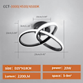 Miniatyrbillede 2 af 4: LED Loftlampe, Loftlampe 20W 2200LM, Sort LED Lampe til Stue, Soveværelse, Entré, Køkken 26cm, Dæmpbar 3000K / 4500K / 6500K
