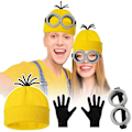 Pikkukuva 1 / 5: Halloween-asu beanie-hattu minionit lasit hanskat naamiaiskostyymi Despicable Me roolipelivarusteet aikuisille