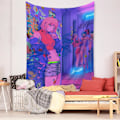 Miniatyrbillede 3 af 4: Wekity Anime Tapestry Æstetisk Kunst Hjem Baggrundstof Dekoration Gave Boho Tapestry til Stue Soveværelse Dekoration (614-15, 51 X 59 tommer)