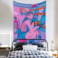 Miniatyrbillede 4 af 4: Wekity Anime Tapestry Æstetisk Kunst Hjem Baggrundstof Dekoration Gave Boho Tapestry til Stue Soveværelse Dekoration (614-14, 71 X 91 tommer)