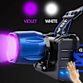 Miniatyrbillede 1 af 5: Mest kraftfulde 85000lm T6 LED UV-forlygte Zoombar Sensor USB Genopladelig Pandebåndslampe med UV-lys/hvidt lys