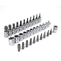 Miniatyrbilde 4 av 4: 34-delt Torx-sokkelsett 3/8', CR-V-materiale profil E4-E20, stjerneformet Torx-bit 5/16'-3/8' i stål S2-profil T10-T60