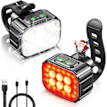 Pikkukuva 1 / 5: Polkupyörän valosarja, USB ladattava vedenpitävä IP65 LED-polkupyöränvalo