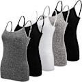 Miniatyrbilde 1 av 5: 5 stk Basic Camisole Justerbar Camisole Spaghettistropp Tanktopp for Kvinner og Jenter (stor