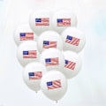 Miniatyrbillede 3 af 3: 10 stk. 12 tommer Latex Ballon Runde Latex Ballon Amerikansk Flag Mønster til Dekoration