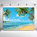 Pikkukuva 2 / 5: Kesäsaaren maisemakuvaustaustakankaat Rantameri Palm Hawaiian Teemallinen Syntymäpäiväjuhlat Banner Koristeet Valokuva Tausta Vinyl 7x5ft Photo Booths St