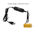 Pikkukuva 5 / 5: Universaali 120 cm USB-kaapeli 1,2 V:n, 1,5 V:n, 3 V:n, 6 V:n, 7,5 V:n ja 12 V:n C-paristojen korvikkeeksi radioille, LED-valoille, leluille ja taskulampuille