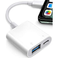 Miniatyrbillede 1 af 4: USB Kameraadapter, OTG USB Adapter Kompatibel med iPhone, understøtter Kortlæser, USB Flashdrev, Tastatur, Mus, ingen applikation - Plug & Play