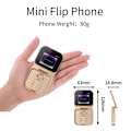 Miniatyrbillede 3 af 11: Mini Flip FM Radio Stemmehurtigvalg Vibration 2 SIM-kort Lille Skærm Foldbar (SORT)