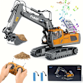 Miniatyrbillede 2 af 3: Fjernstyret Gravemaskine Legetøj, Byggelegetøj Med En Metalspatel, Lys, Forskellige Simulerede Lydeffekter, 2.4Ghz 680-graders Rotation, 1:18 Bil Legetøj